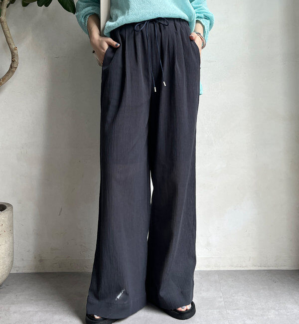  「シアー楊柳イージーパンツ」|チノ|チャコールグレー