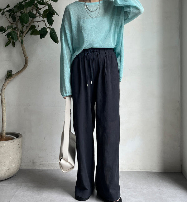  「シアー楊柳イージーパンツ」|チノ|