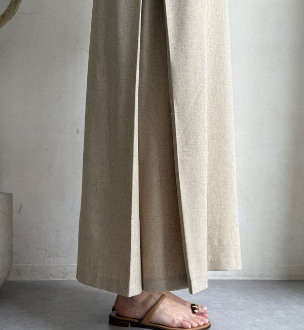  「【WEB限定】リネン混深Vジャンスカ」|ワンピース|