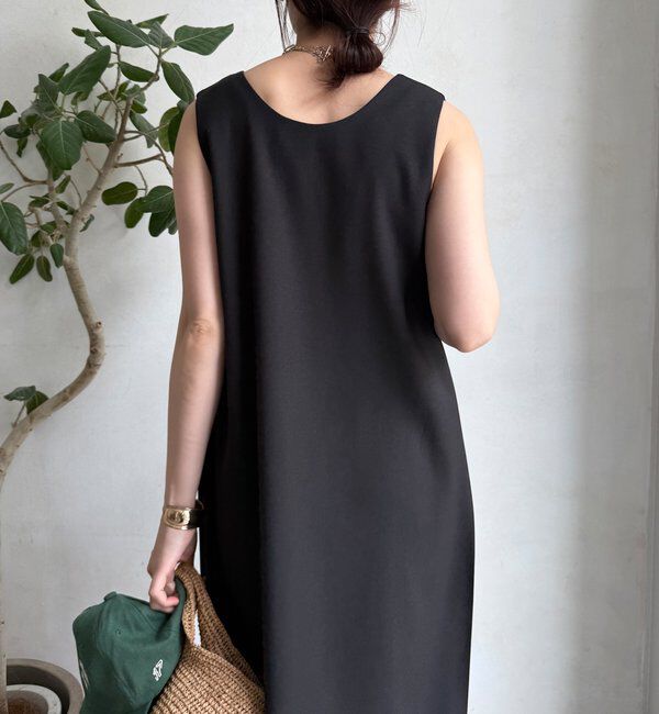  「【WEB限定】リネン混深Vジャンスカ」|ワンピース|