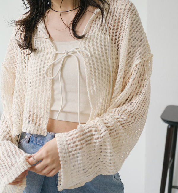  「【WEB限定/2サイズ展開】カットレースカーディガン」|Tシャツ・カットソー|