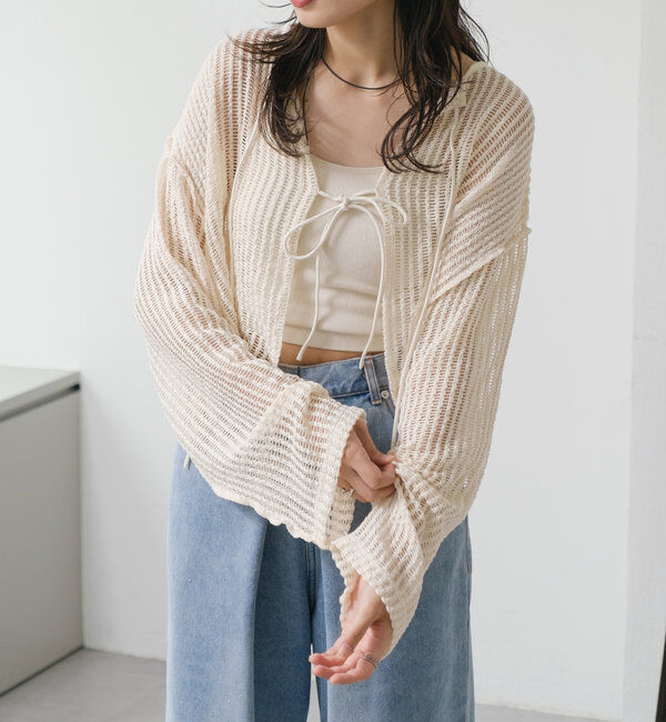  「【WEB限定/2サイズ展開】カットレースカーディガン」|Tシャツ・カットソー|