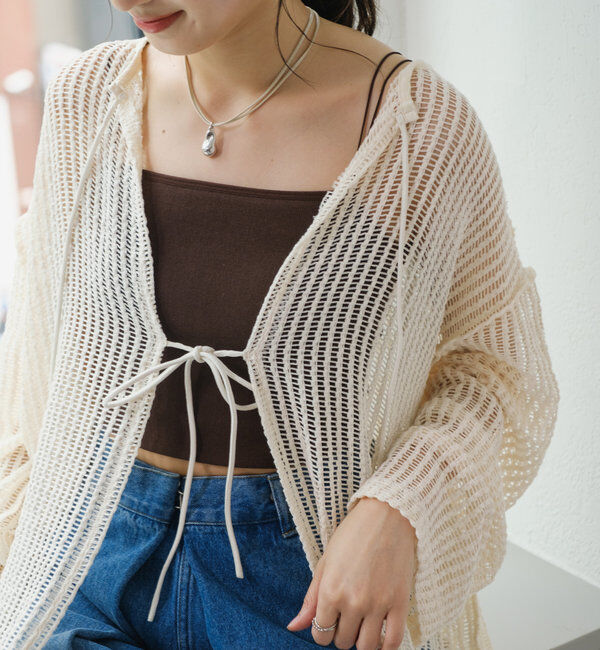 「【WEB限定/2サイズ展開】カットレースカーディガン」|Tシャツ・カットソー|
