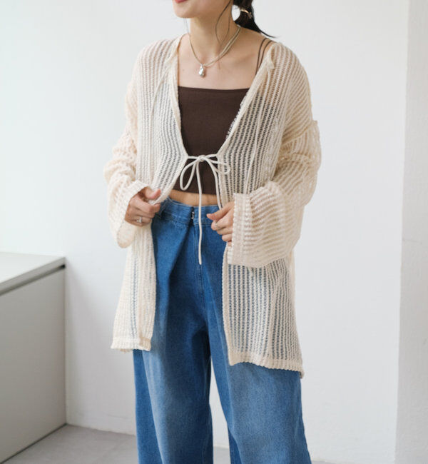  「【WEB限定/2サイズ展開】カットレースカーディガン」|Tシャツ・カットソー|