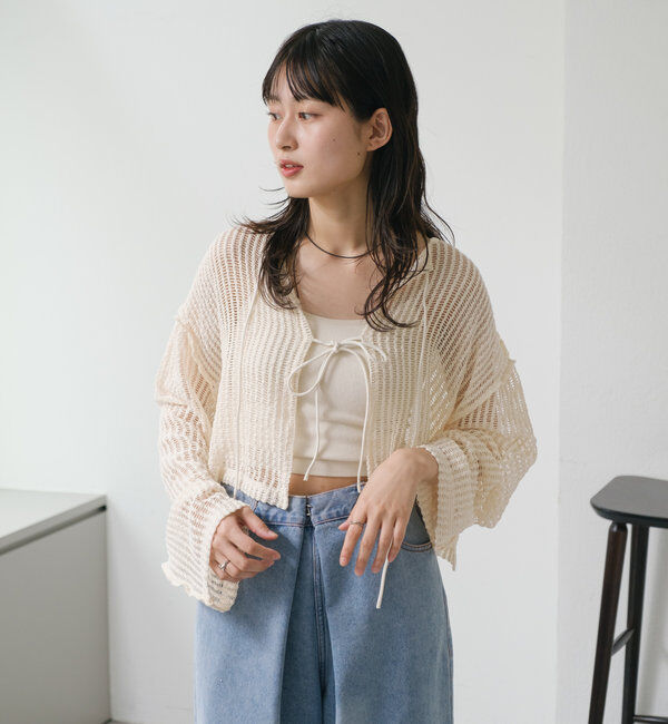  「【WEB限定/2サイズ展開】カットレースカーディガン」|Tシャツ・カットソー|