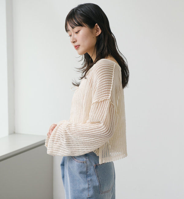  「【WEB限定/2サイズ展開】カットレースカーディガン」|Tシャツ・カットソー|