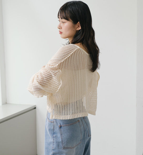  「【WEB限定/2サイズ展開】カットレースカーディガン」|Tシャツ・カットソー|