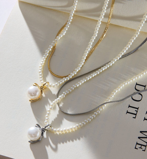  「【GOLDY(ゴールディ)】2連パールネックレス」|ブローチ・コサージュ|ゴールド