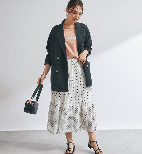  「シフォンドットプリントプリーツスカート」|スカート|