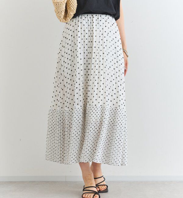  「シフォンドットプリントプリーツスカート」|スカート|