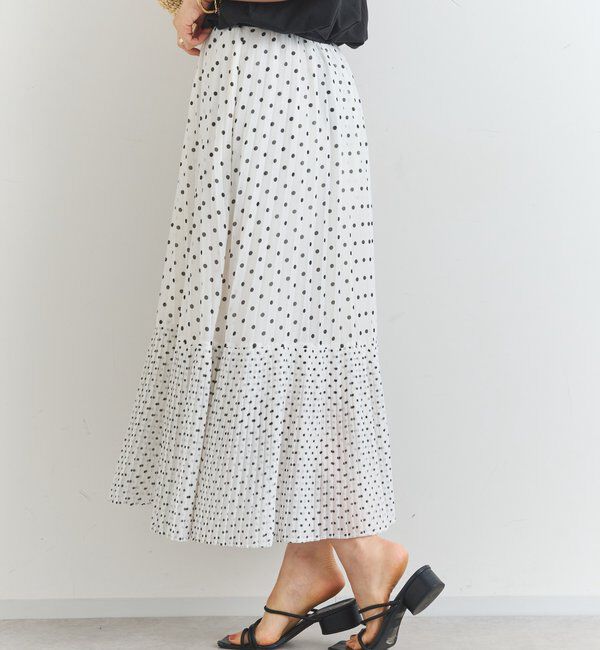  「シフォンドットプリントプリーツスカート」|スカート|