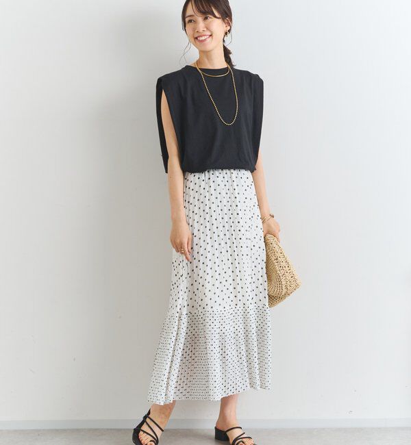  「シフォンドットプリントプリーツスカート」|スカート|