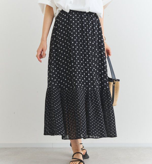  「シフォンドットプリントプリーツスカート」|スカート|