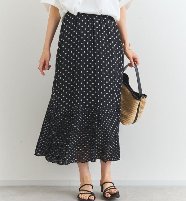  「シフォンドットプリントプリーツスカート」|スカート|