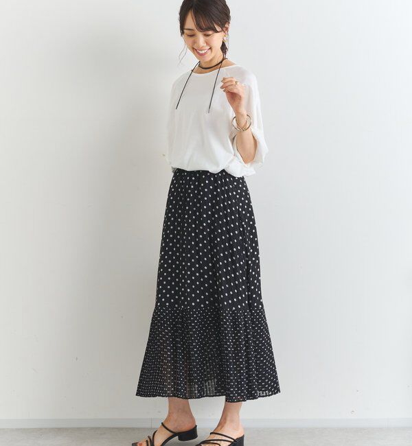  「シフォンドットプリントプリーツスカート」|スカート|