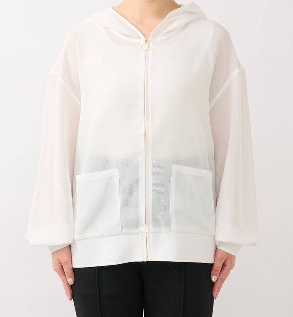  「《羽織るだけでこなれ感》変わり織メッシュフードブルゾン」|その他|