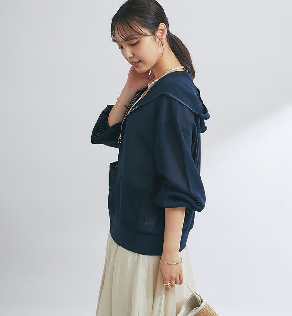  「《羽織るだけでこなれ感》変わり織メッシュフードブルゾン」|その他|