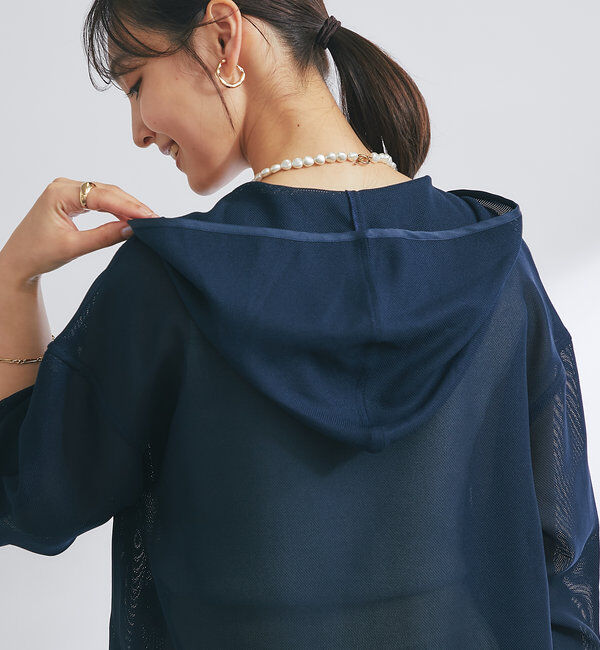  「《羽織るだけでこなれ感》変わり織メッシュフードブルゾン」|その他|