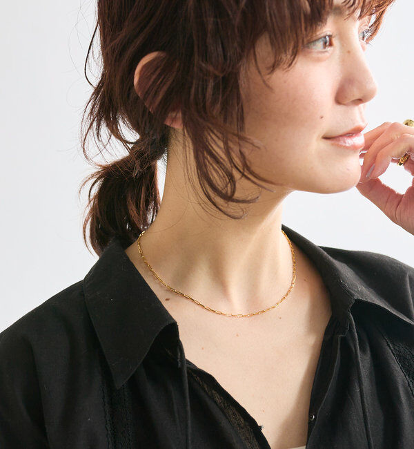 「【さり気ないポイントに】SV925ゴールドチェーンショートネックレス」|リング|