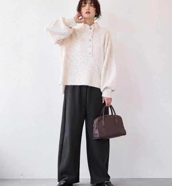  「【キャッチーな編地】ラメノット2wayタートル」|ニット・セーター|