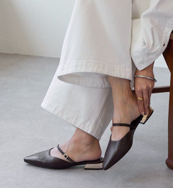  「予約【さりげないアクセントに】ゴールドポイントミュール」|その他|ブラウン