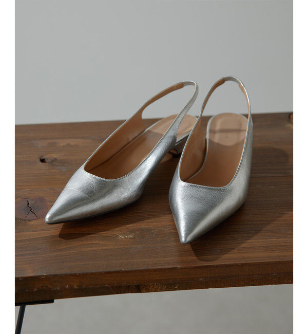  「【2.718】ポインテッドスリングバック」|パンプス|シルバー