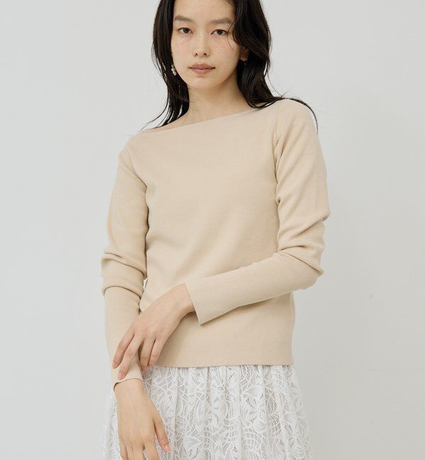  「ボートニットプルオーバー」|ニット・セーター|ベージュ