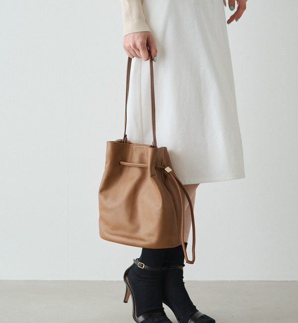  「レザー巾着バケットバッグ」|ショルダー・メッセンジャー|