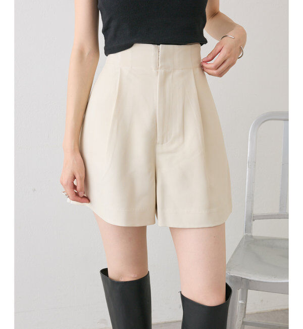  「【高身長/低身長サイズあり】ハイウエストショートパンツ」|チノ|