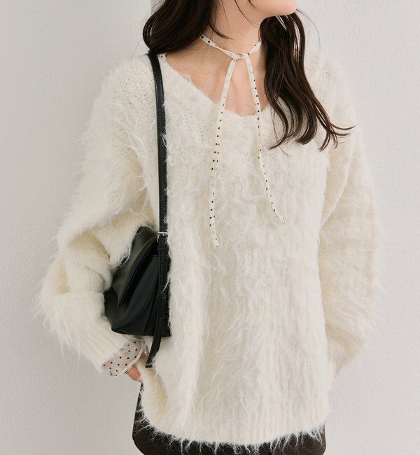  「ふわふわシャギーニット」|ニット・セーター|アイボリー