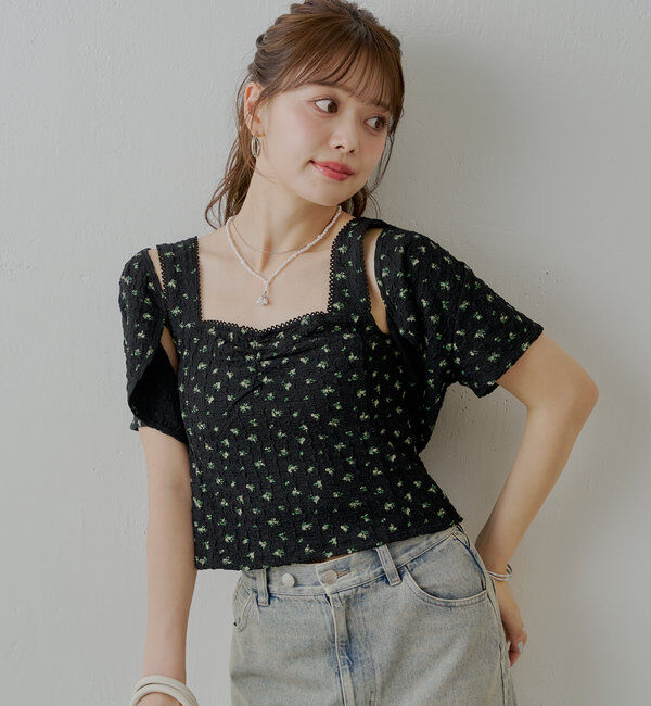  「【SET ITEM】フラワーボレロ+タンクセット」|Tシャツ・カットソー|