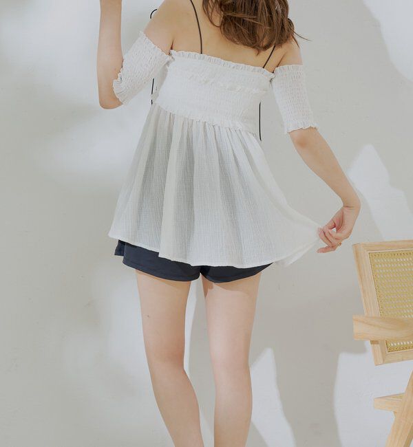  「【水着】シャーリングオフショル3点セット」|ビキニ|