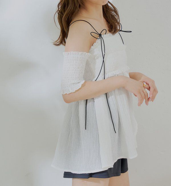  「【水着】シャーリングオフショル3点セット」|ビキニ|