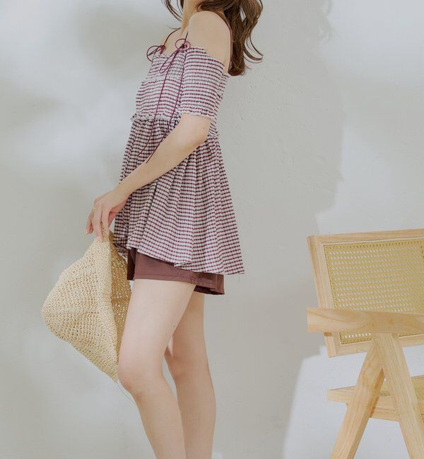  「【水着】シャーリングオフショル3点セット」|ビキニ|