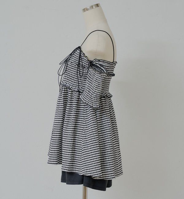  「【水着】シャーリングオフショル3点セット」|ビキニ|