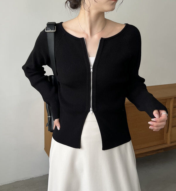  「2WAYジップニット」|ニット・セーター|ブラック