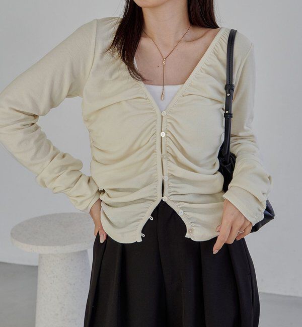  「パイピングドレープカーディガン」|Tシャツ・カットソー|エクリュ