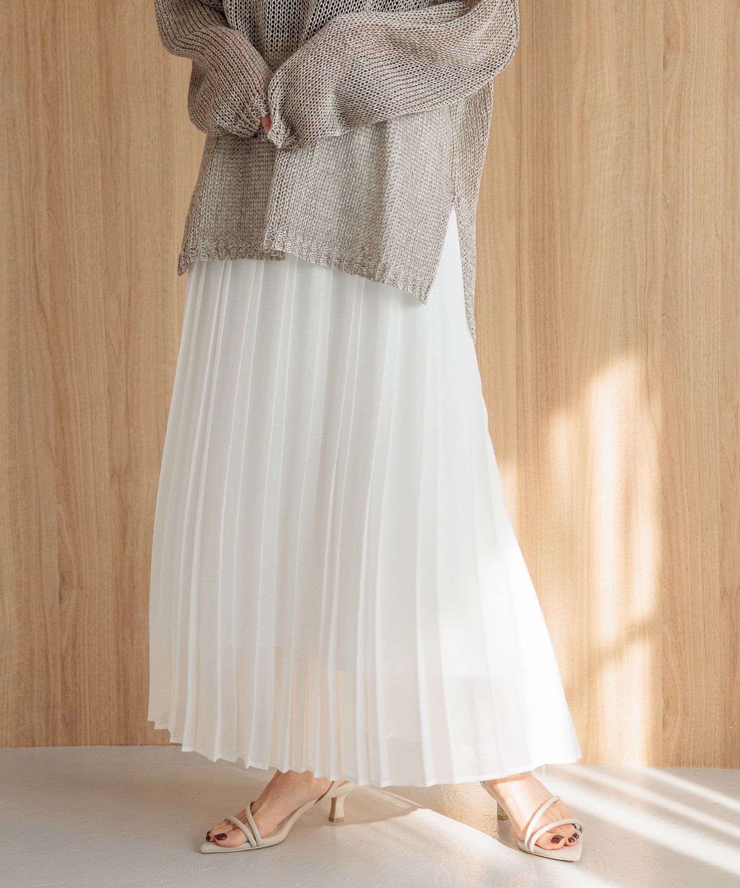 A part by 「メッシュプリーツスカート」|スカート|ナチュラル