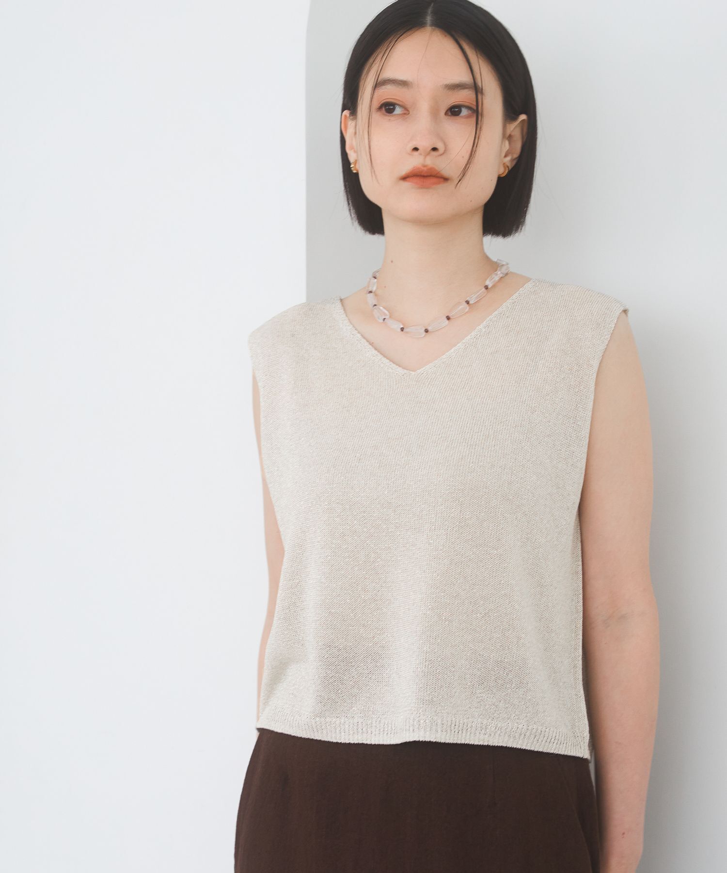 A part by 「ラメニットノースリーブ」|ニット・セーター|オフホワイト