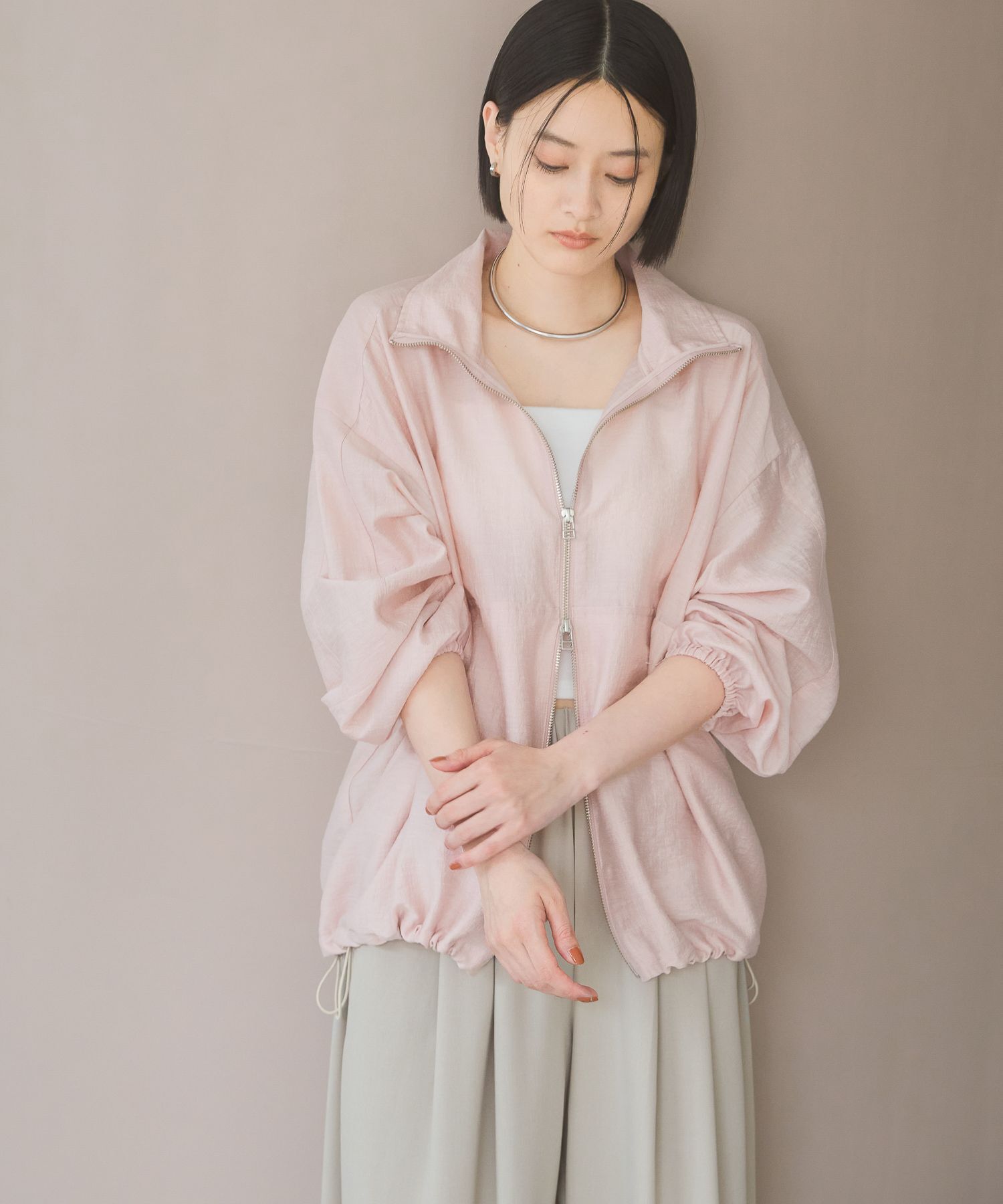 A part by 「シアースタンドブルゾン」|ブルゾン・スタジャン|ピンク