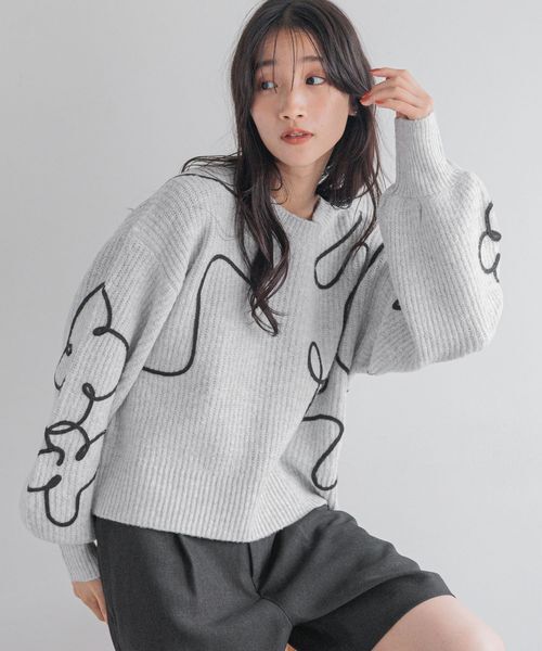 LOWRYS FARM「エンブロイダリーニップルオーバーＬＳ」|ニット・セーター|