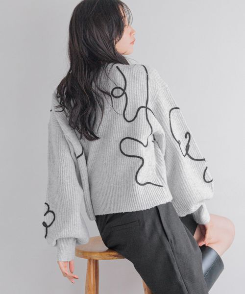 LOWRYS FARM「エンブロイダリーニップルオーバーＬＳ」|ニット・セーター|