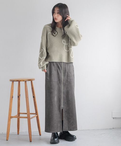 LOWRYS FARM「エンブロイダリーニップルオーバーＬＳ」|ニット・セーター|