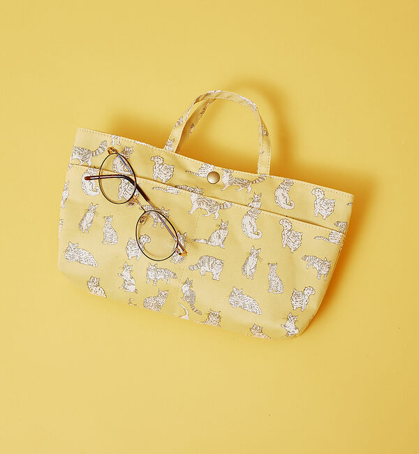 collex「リバティプリント バッグインバッグ ミャオウ 猫柄」|エコバッグ|イエロー