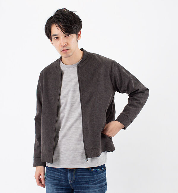 ABAHOUSE「ストレッチメルトン イージー ブルゾン」|ブルゾン・スタジャン|チャコールグレー