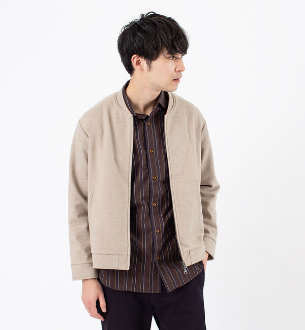 ABAHOUSE「ストレッチメルトン イージー ブルゾン」|ブルゾン・スタジャン|グレージュ