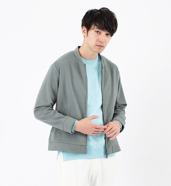 ABAHOUSE「ストレッチメルトン イージー ブルゾン」|ブルゾン・スタジャン|グリーン