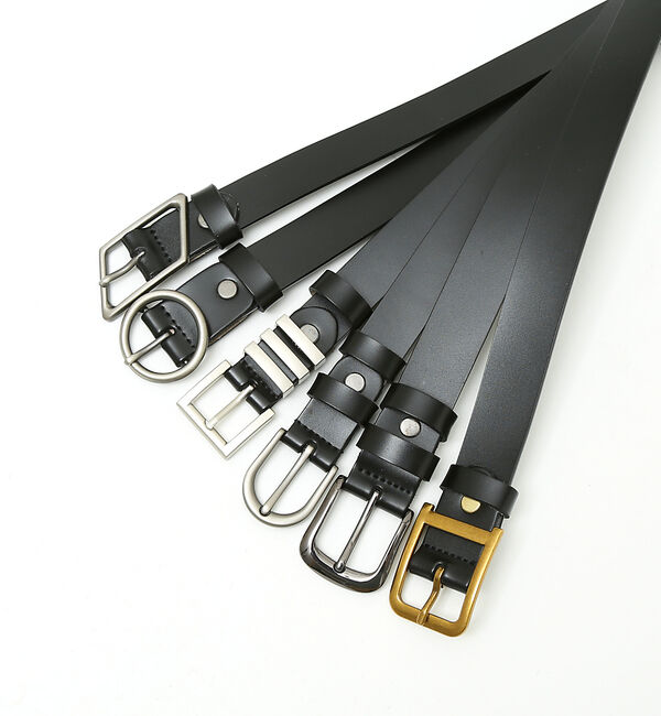 ABAHOUSE「OILED LEATHER BLACK NARROW BELT」|ベルト|