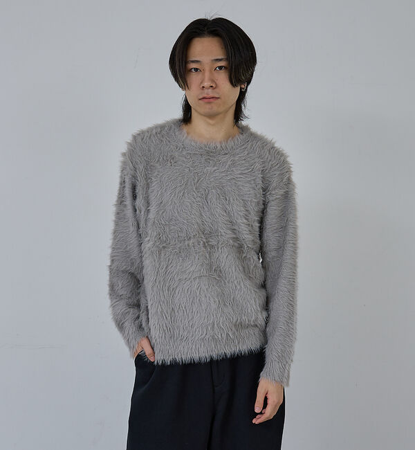 ABAHOUSE「【AH ABAHOUSE】ロングシャギー クルーネックニット」|ニット・セーター|グレー