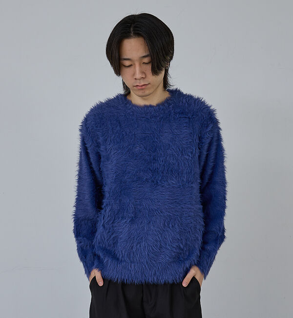 ABAHOUSE「【AH ABAHOUSE】ロングシャギー クルーネックニット」|ニット・セーター|ブルー